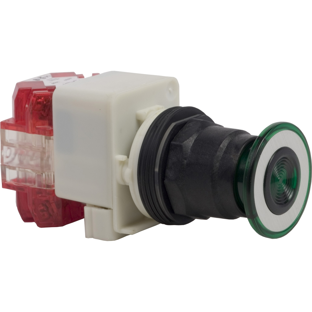 Product image for Square D 9001SKP35LGG31 30 mm 24/28 VAC/VDC Green Lens Plastic Bezel LED Standard Round Pilot Light