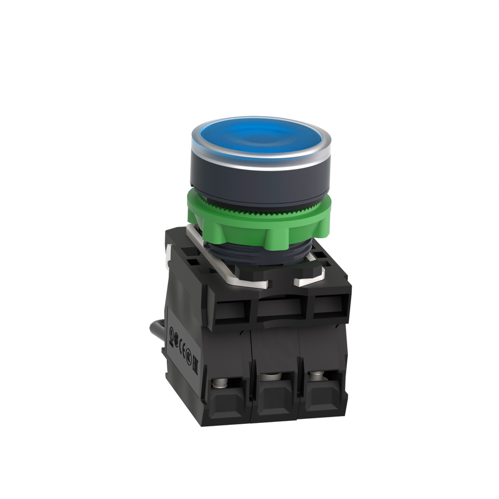 Mayer-DDS-Push-to-test pilot light, Harmony XB5, plastic, blue, universal LED, screw clamp terminals, 24V-2