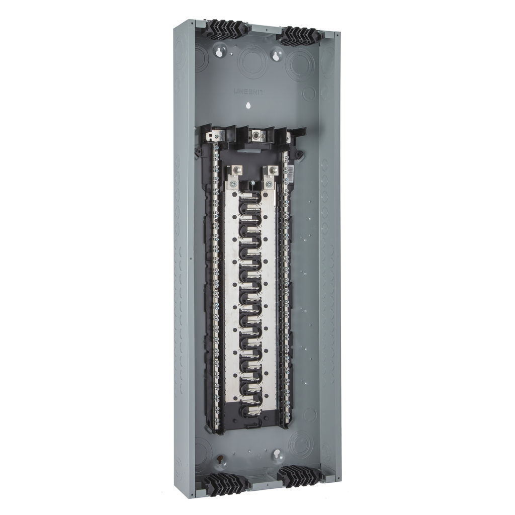 Mayer-DDS-Load center, Homeline, 1 phase, 42 spaces, 84 circuits, 225A convertible main lugs, PoN, NEMA1, Qwik-grip, gnd bar-2