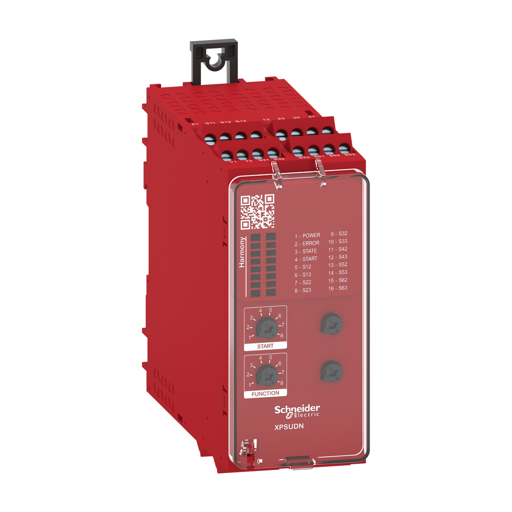 Mayer-DDS-safety module, Harmony XPSU, Cat 4, features 6 x XPSUAF, 24V AC or DC, screw-1