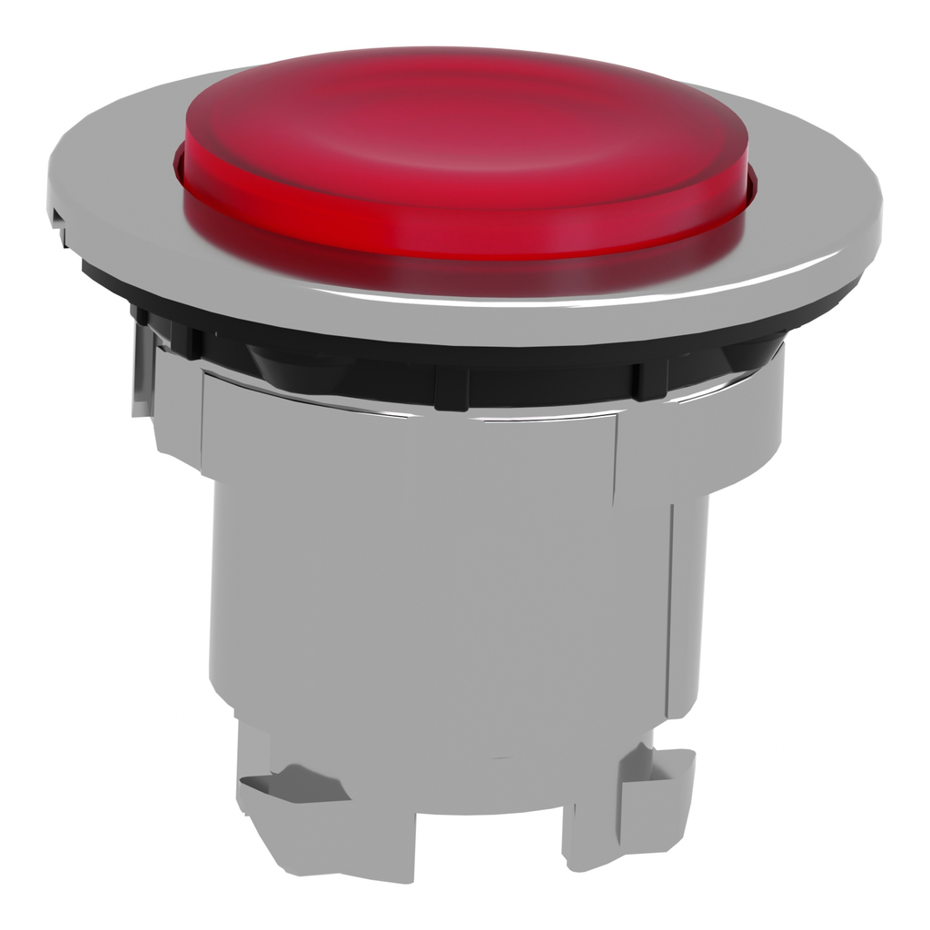 Mayer-DDS-Head for illuminated push button, Harmony XB4, metal, red projecting, 30mm, universal LED, push-push, unmarked-2