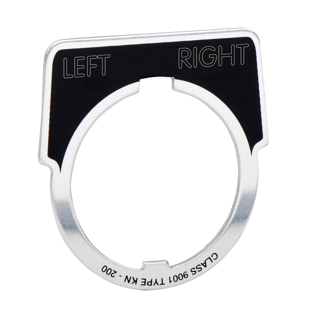 Mayer-DDS-Harmony 9001K, Harmony 9001SK, legend, 30mm, aluminium, black with silver letters, 40x43mm, marking LEFT-RIGHT-1