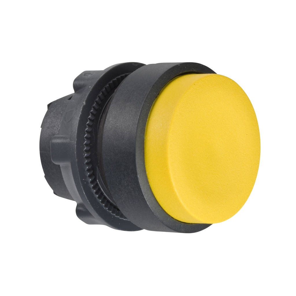 Mayer-DDS-Head for non illuminated push button, Harmony XB5, yellow projecting pushbutton Ø22 mm push unmarked-1
