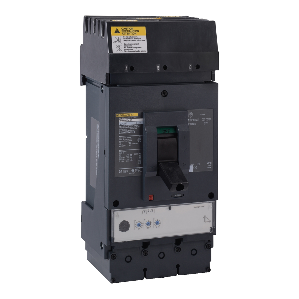 Mayer-DDS-Circuit breaker, PowerPacT L, 250A, 3 pole, 480VAC, 65kA, I-Line, MicroLogic 3.3, 80%, ABC, mission critical-1