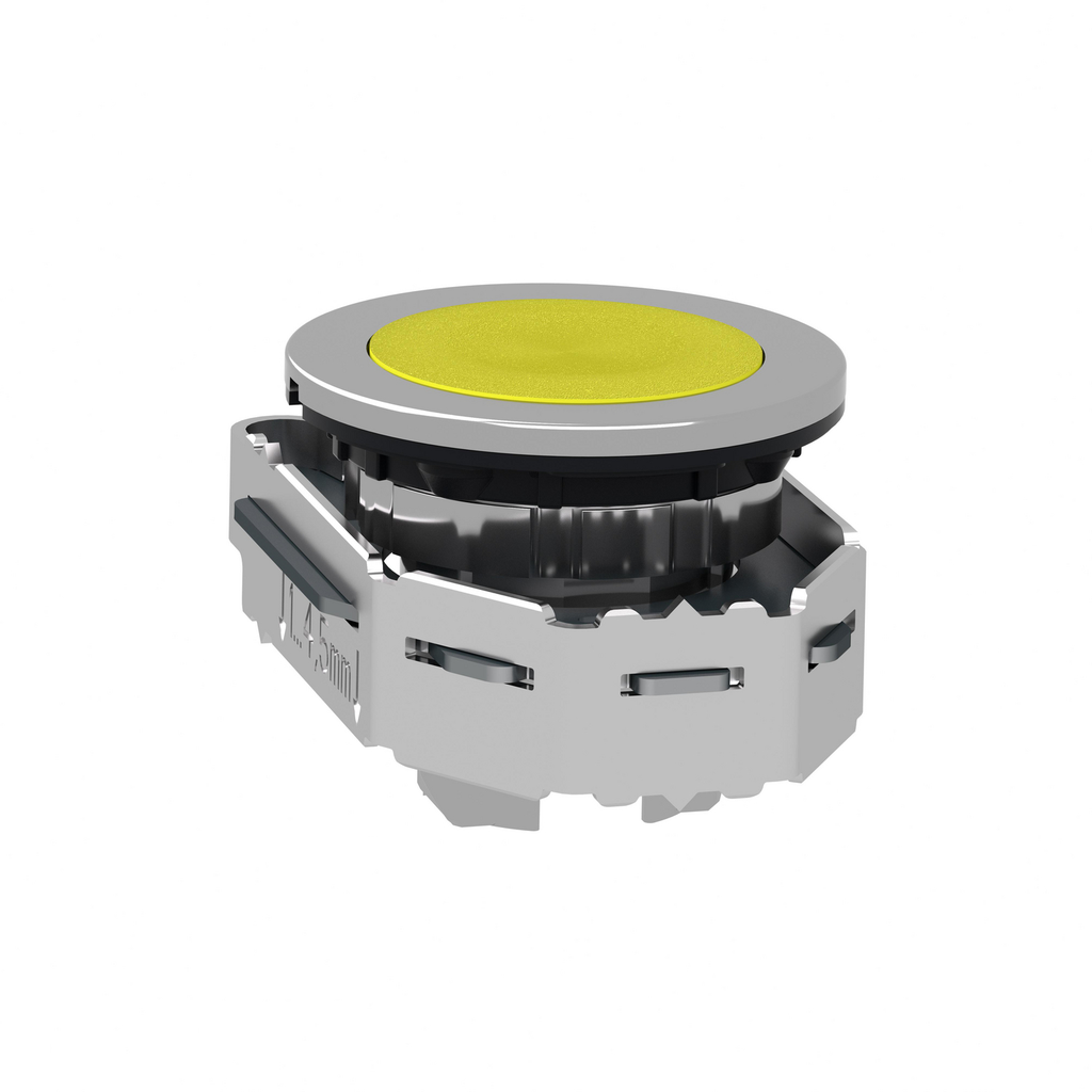 Mayer-DDS-Flush mounted push button head, Harmony XB4, metal, yellow, 30mm, spring return, unmarked-2