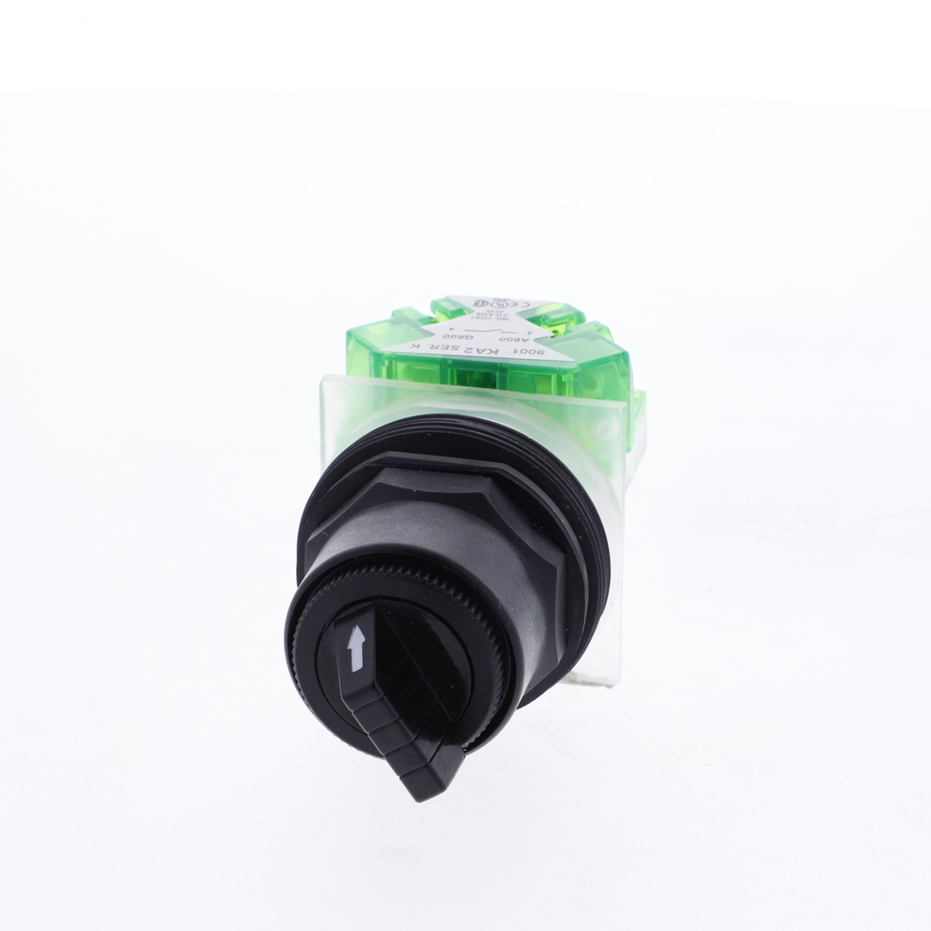 Mayer-DDS-Selector switch, Harmony 9001SK, plastic, standard handle, black, 30mm, 2 positions, stay put, 1 NO-2