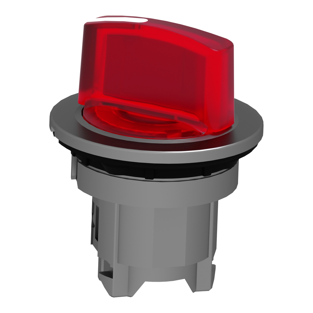Mayer-DDS-Head for illuminated selector switch, Harmony XB4, metal, red handle, 30mm, universal LED, 2 positions, spring return-2