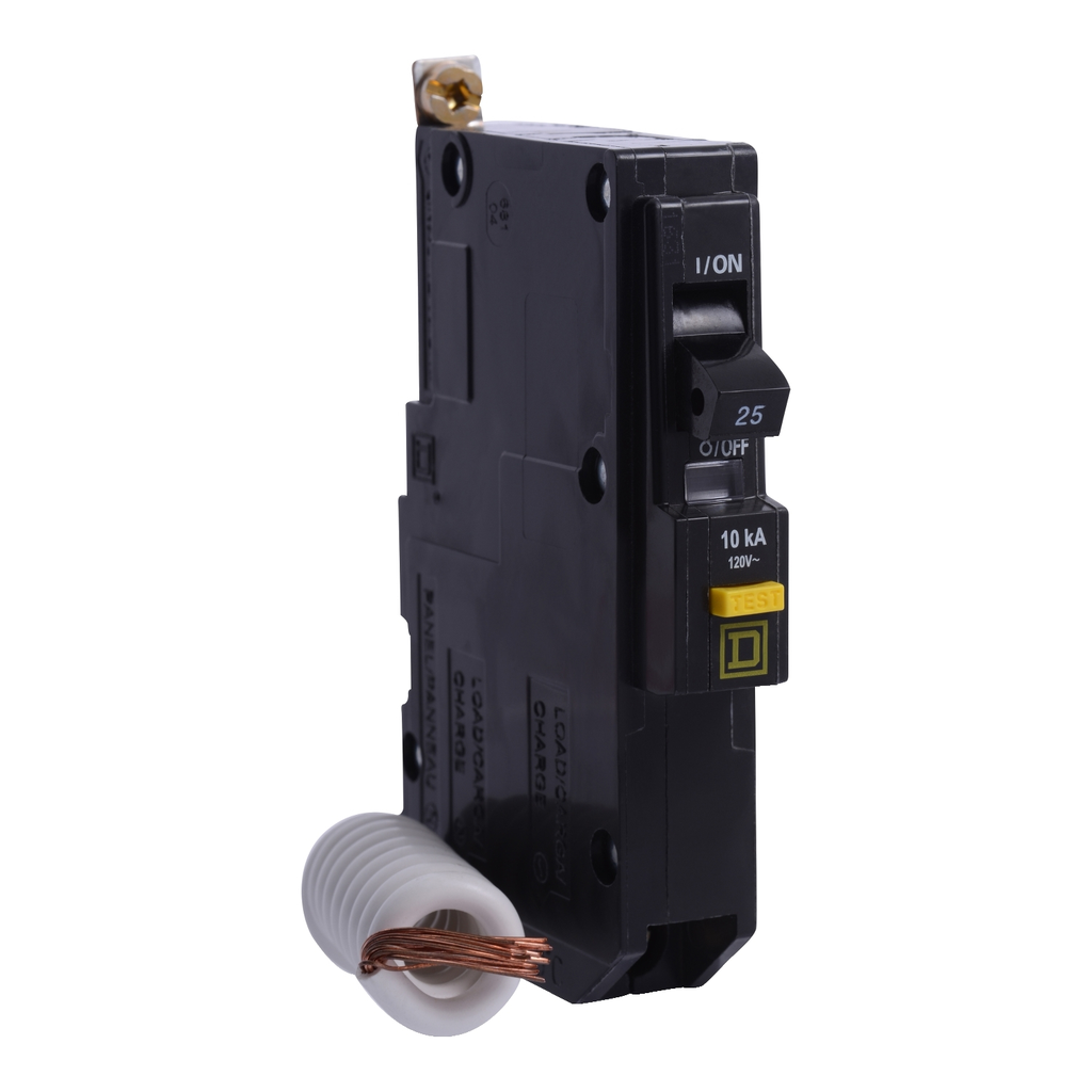 Mayer-DDS-Mini circuit breaker, QO, 25A, 1 pole, 120VAC, 10kA, bolt on, 6mA grd fault A, pigtail [TAA]-2