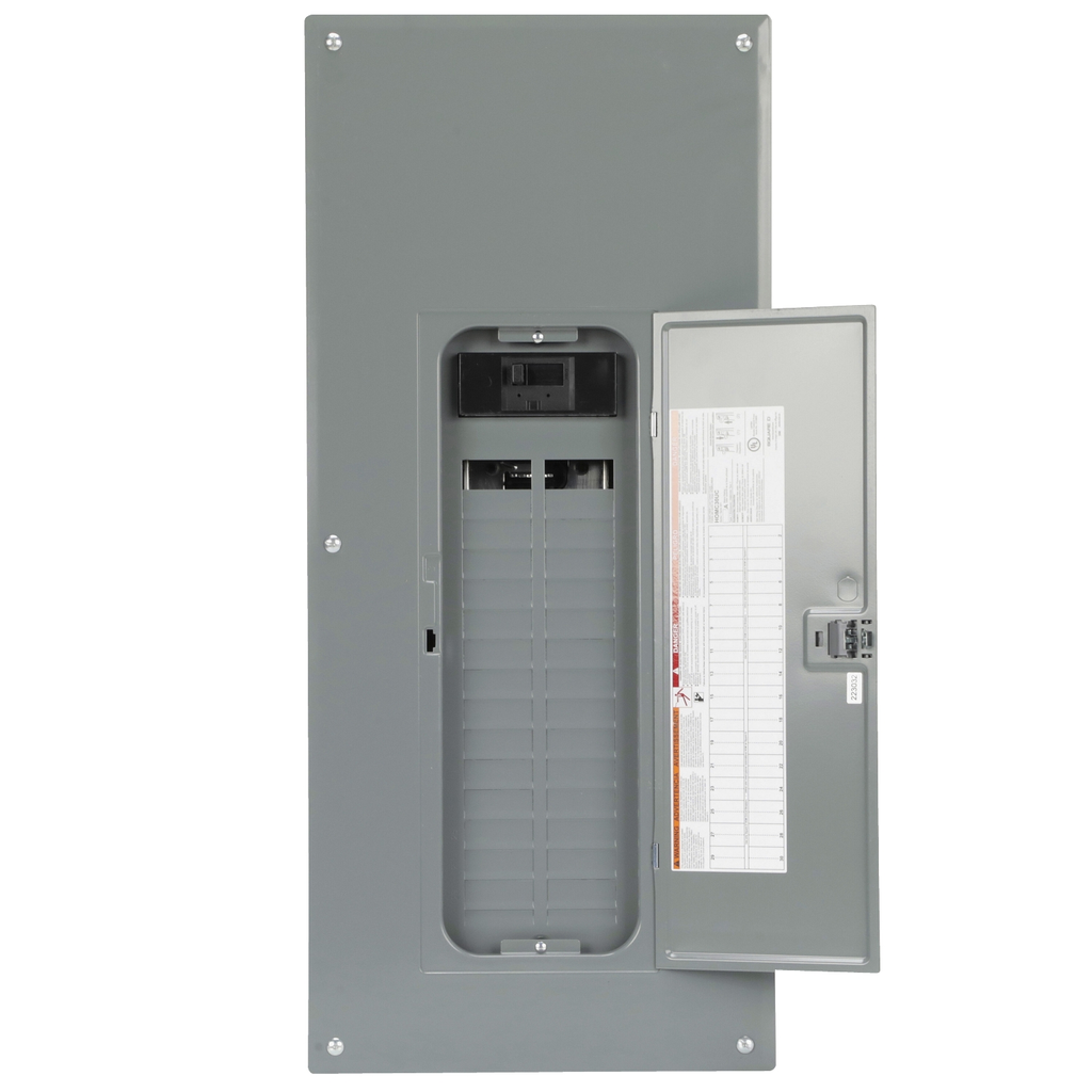 Mayer-DDS-Load center, Homeline, 1 phase, 30 spaces, 60 circuits, 200A convertible main breaker, PoN, NEMA1, combo cover-2