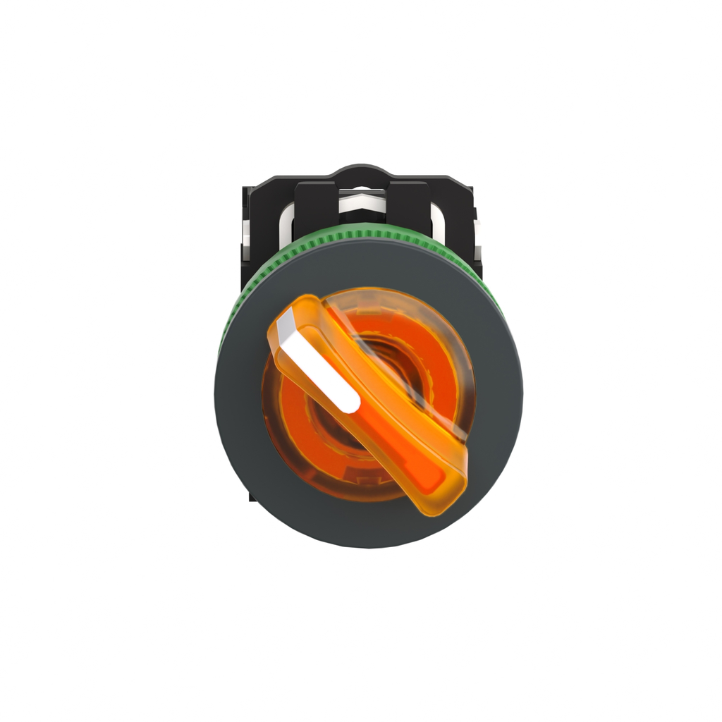 Mayer-DDS-Illuminated selector switch, Harmony XB5, grey plastic, orange handle, 30mm, universal LED, 2 positions, 1NO + 1NC, 24V AC DC-2