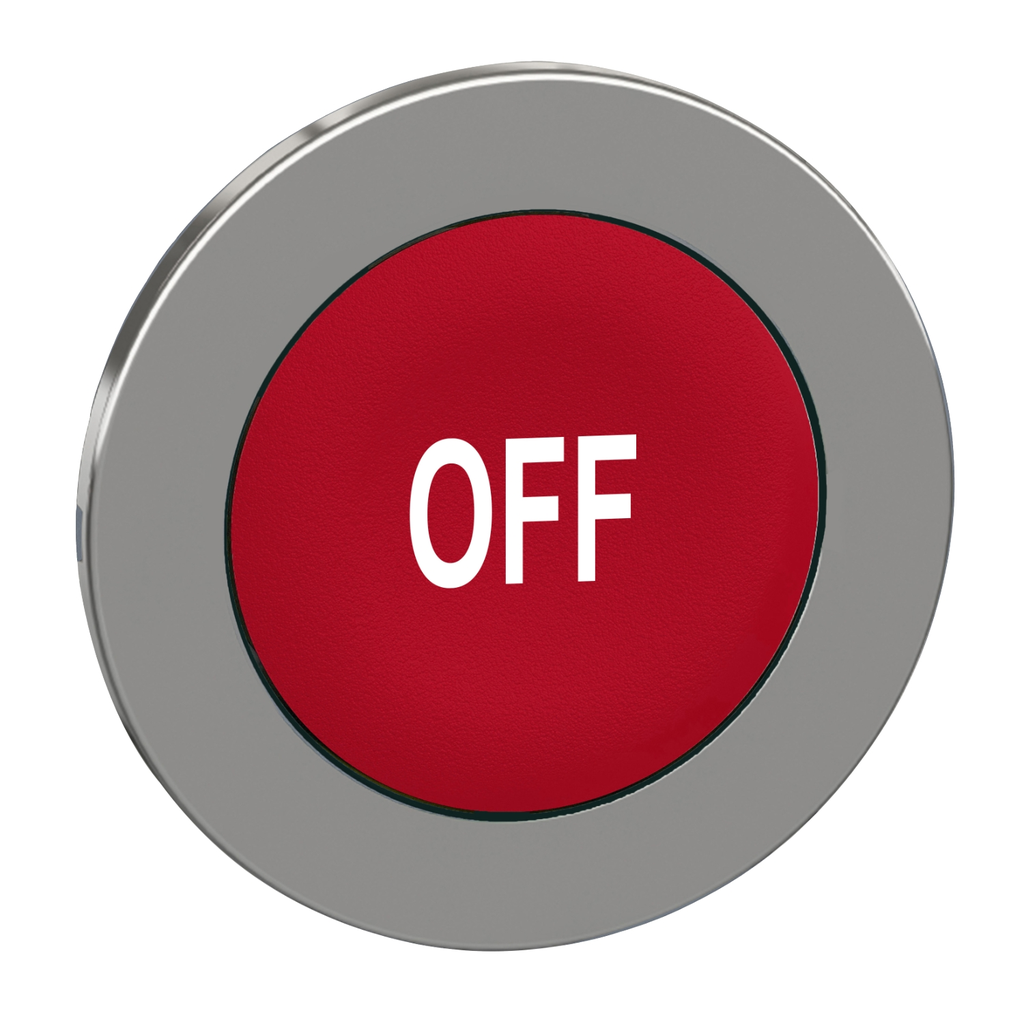 Mayer-DDS-Head for non illuminated push button, Harmony XB4, flush mounted red flush caps pushbutton white marked "OFF"-1