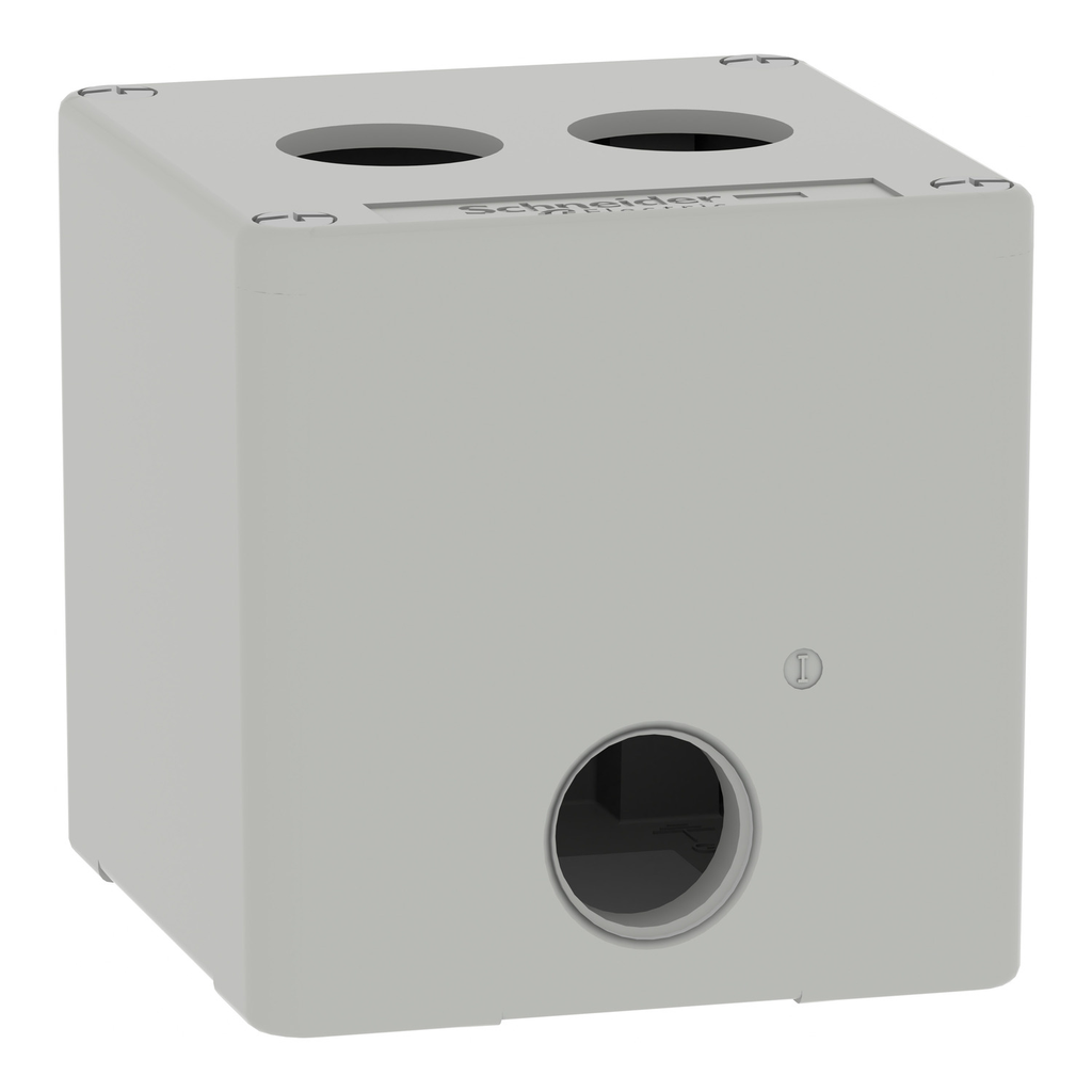 Mayer-DDS-Die cast empty control station, Harmony XAP, XB2 SL, zinc alloy, grey, M20, 2 cut outs 22mm, 80x80x77mm, UL cULus-2