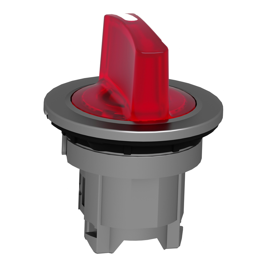 Mayer-DDS-Head for illuminated selector switch, Harmony XB4, metal, red handle, 30mm, universal LED, 3 positions, left to center-2