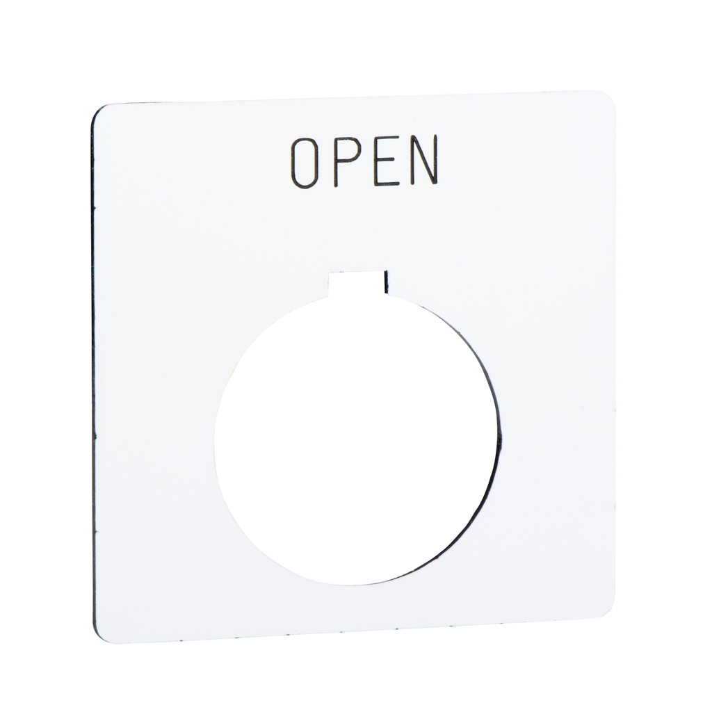 Mayer-DDS-Legend, Harmony 9001K, Harmony 9001SK, 30mm, plastic, white with black letters, 57mm square, marking OPEN-1