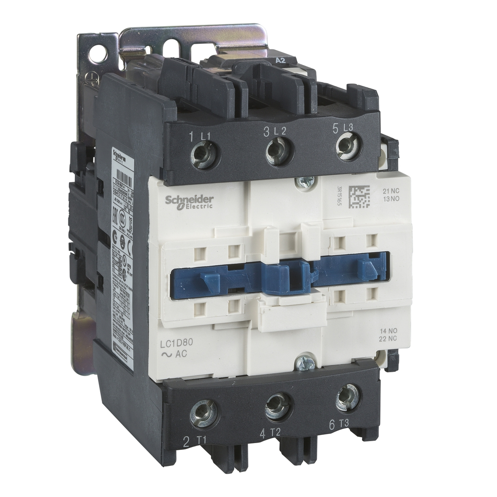 Mayer-DDS-IEC contactor, TeSys Deca, nonreversing, 80A, 60HP at 480VAC, up to 100kA SCCR, 3 phase, 3 NO, 240VAC 50/60Hz coil, w/o cover-1