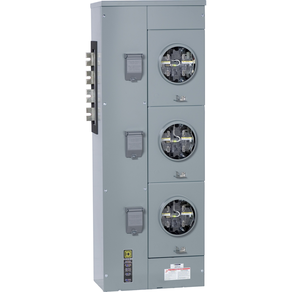Mayer-DDS-Branch unit, EZ Meter-Pak, 225A, 3 x 5 jaw sockets, 208Y/120VAC, lever bypass, ringless, 1200A Al/Cu busbar-2