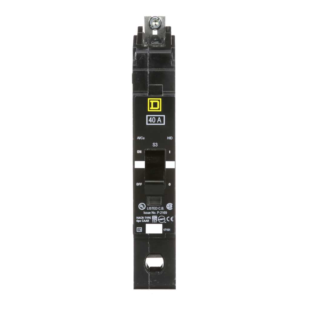 Mayer-DDS-Mini circuit breaker, E-Frame, 40A, 1 pole, 277VAC, 65kA max, bolt on [TAA]-2