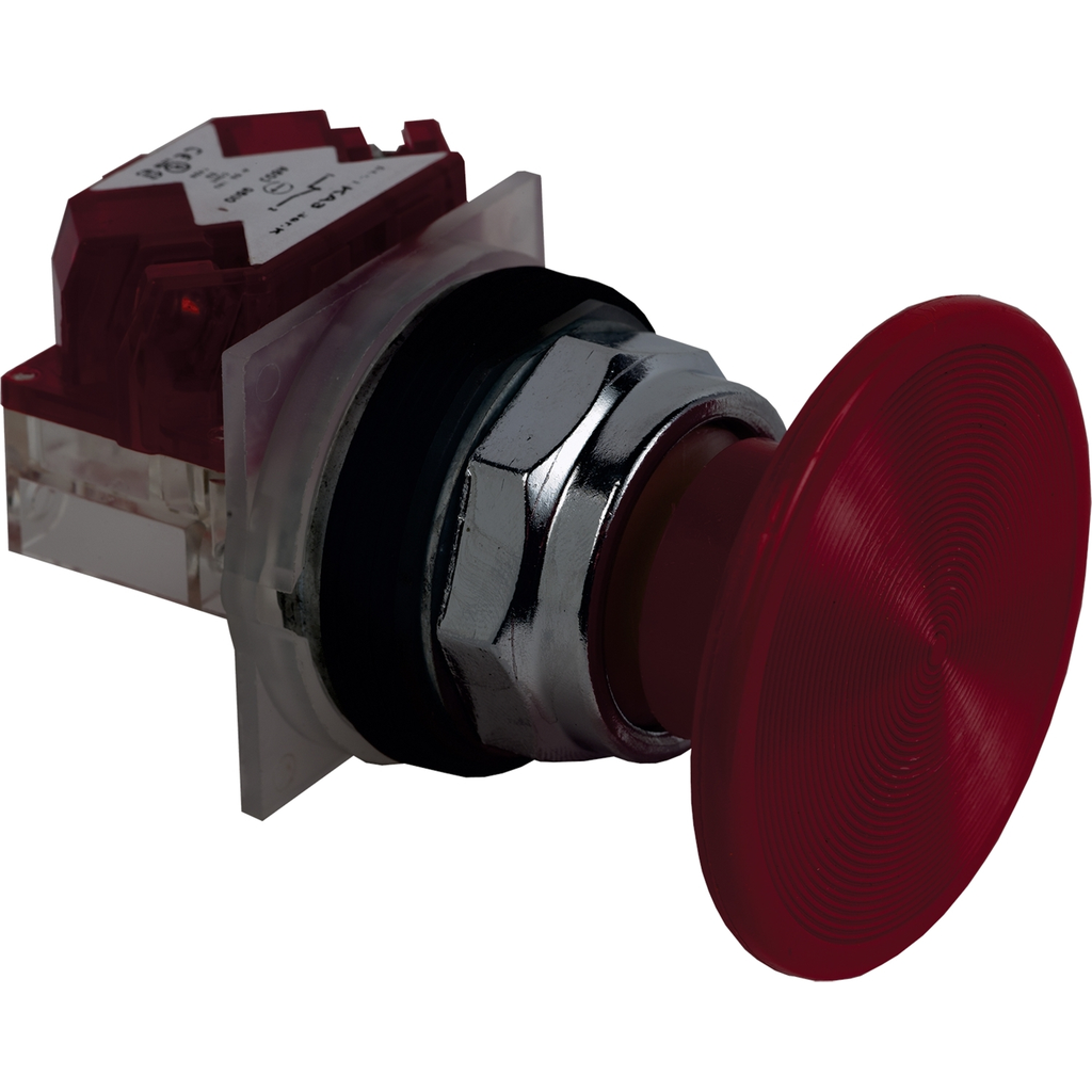 Mayer-DDS-Push-button, Harmony 9001K, metal, mushroom 57mm, red, 30mm, spring return, 1 NC-1