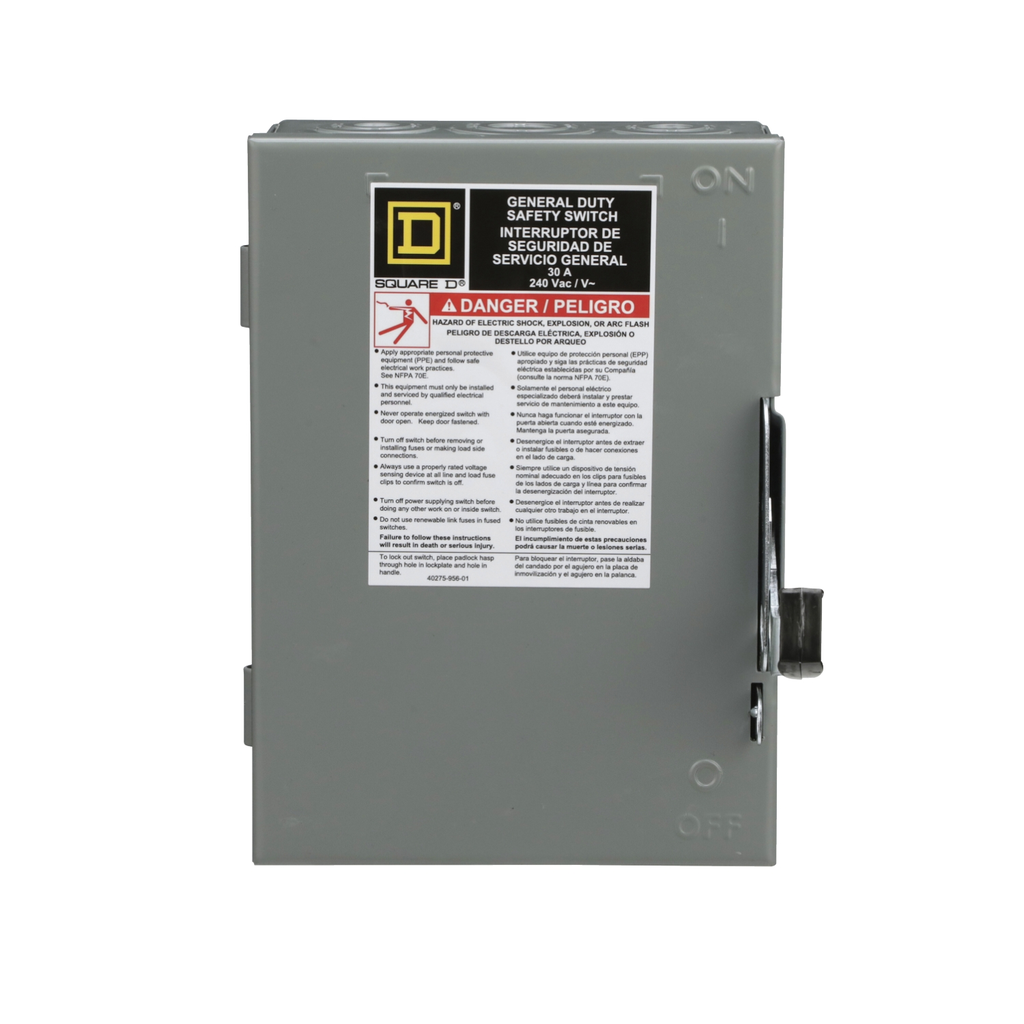 Mayer-DDS-Safety switch, general duty, fusible, 3 pole, 4 wire, 240VAC, 30A, Type 1, with neutral-2