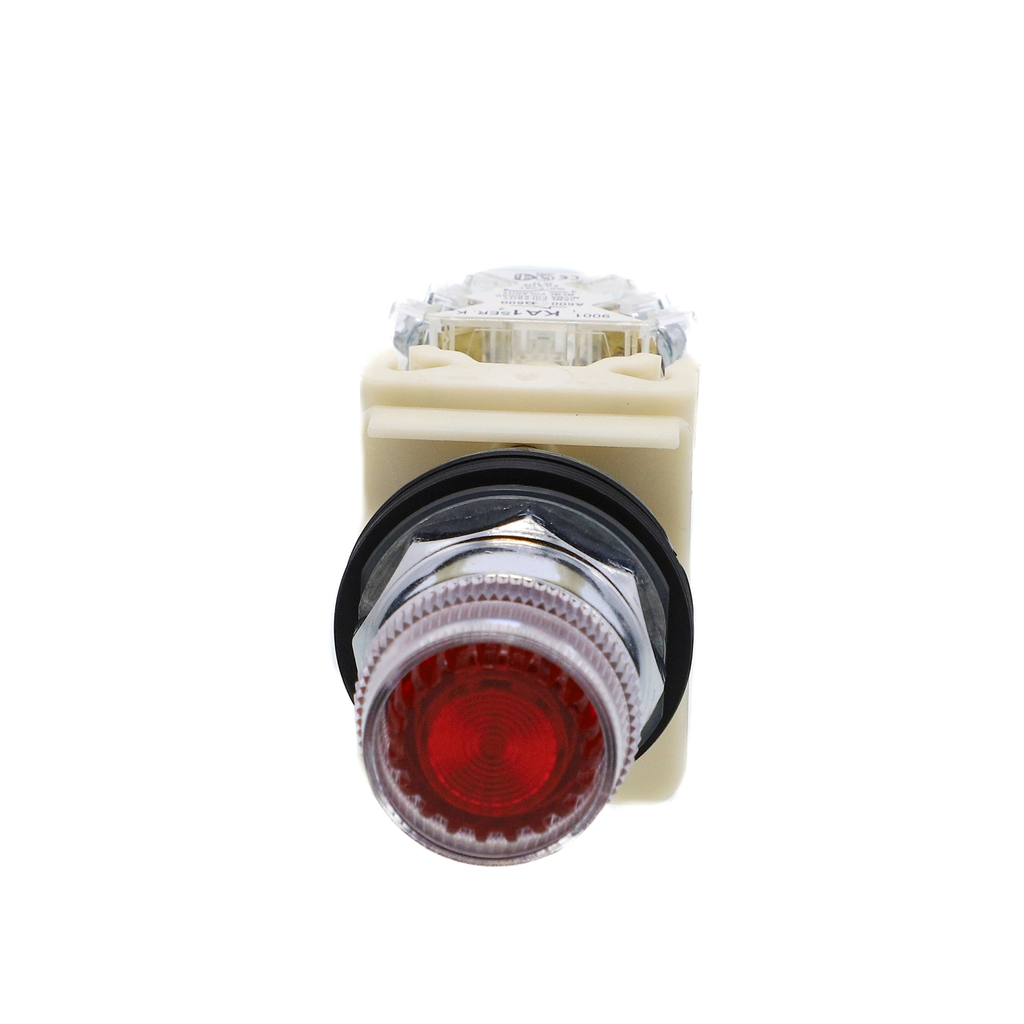 Mayer-DDS-Illuminated push-button, Harmony 9001K, metal, plastic guard flush, red, 30mm, spring return, LED red, 120V, 1 C/O-2