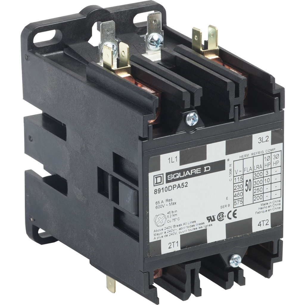 Mayer-DDS-Contactor, Definite Purpose, 50A, 2 pole, 10HP at 230VAC, 1 phase, 208/240VAC 60Hz 220VAC 50Hz coil, open-2