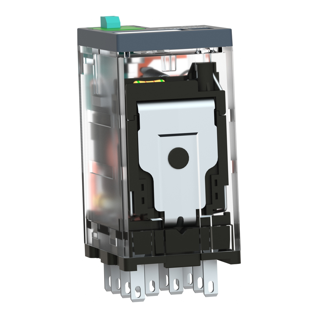 Mayer-DDS-miniature plug in relay, Harmony Electromechanical Relays, 6A, 4CO, with LED, lockable test but to n, 24V DC-2