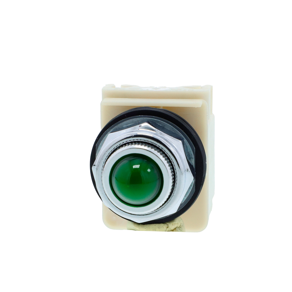 Mayer-DDS-Pilot light, Harmony 9001K, metal, glass, domed, green, 30mm, LED green, 24-28V-2