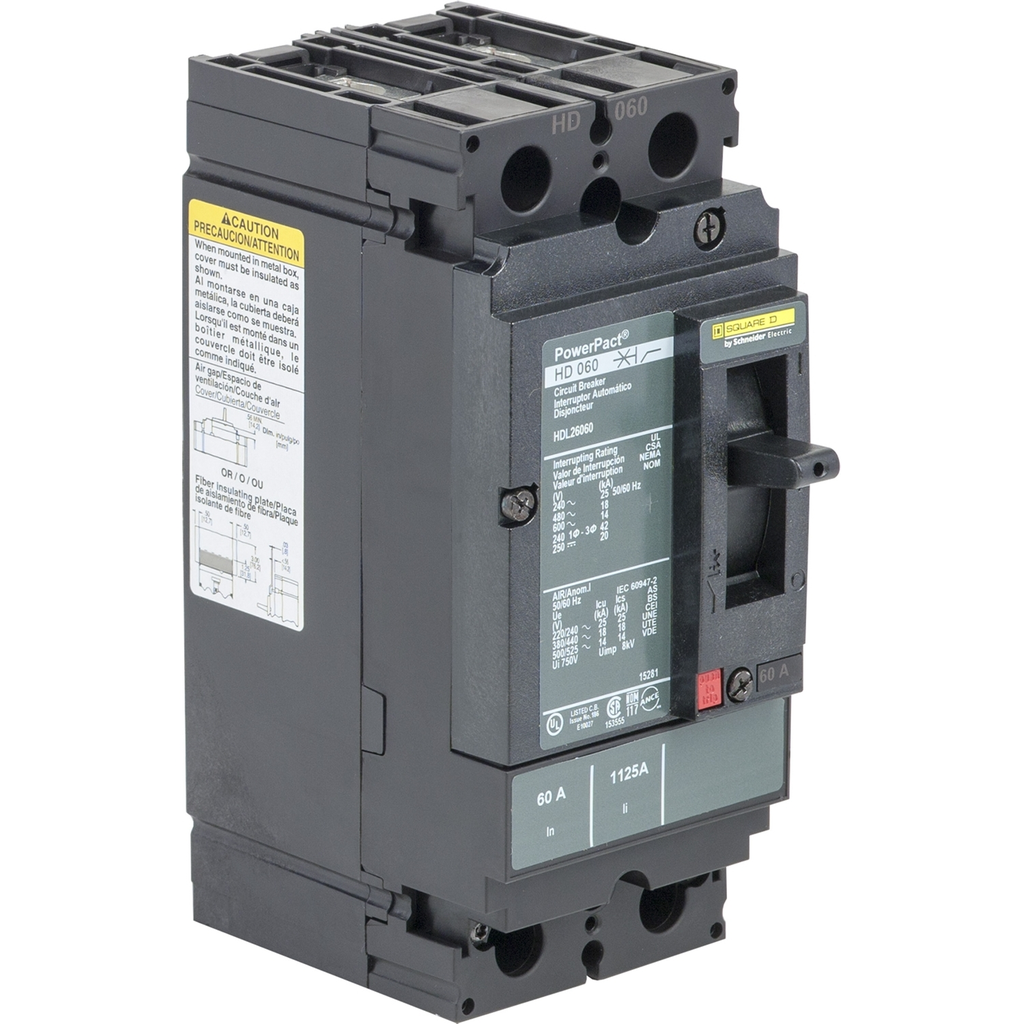 Mayer-DDS-Circuit breaker, PowerPacT H, 70A, 2 pole, 600VAC, 14kA, lugs, thermal magnetic, 80%-2