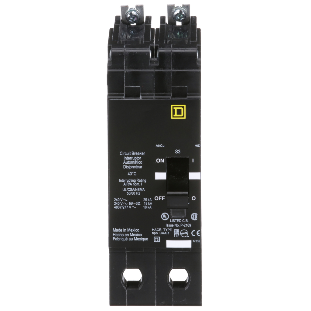 Mayer-DDS-Mini circuit breaker, E-Frame, 35A, 2 pole, 480Y/277VAC, 25kA max, bolt on [TAA]-2