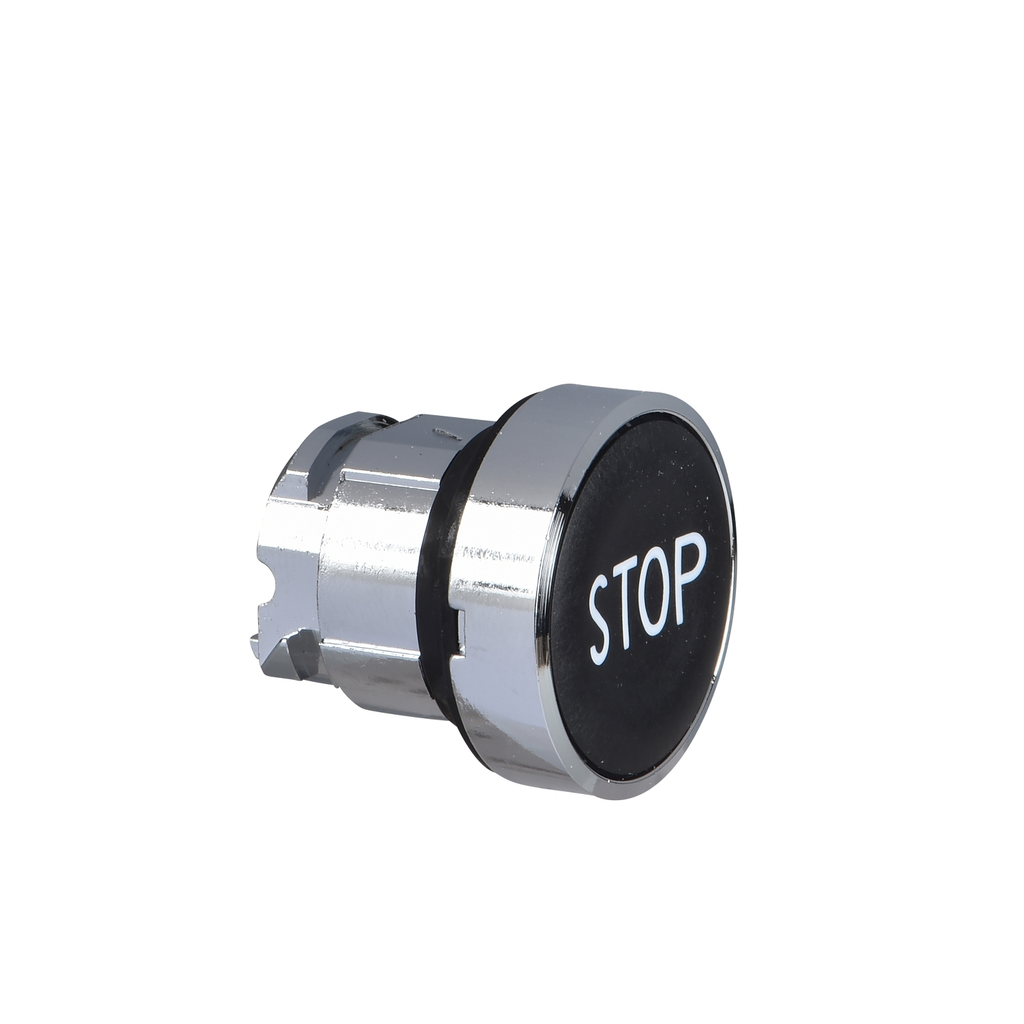 Mayer-DDS-Head for non illuminated push button, Harmony XB4, black flush pushbutton Ø22 mm spring return "STOP"-1