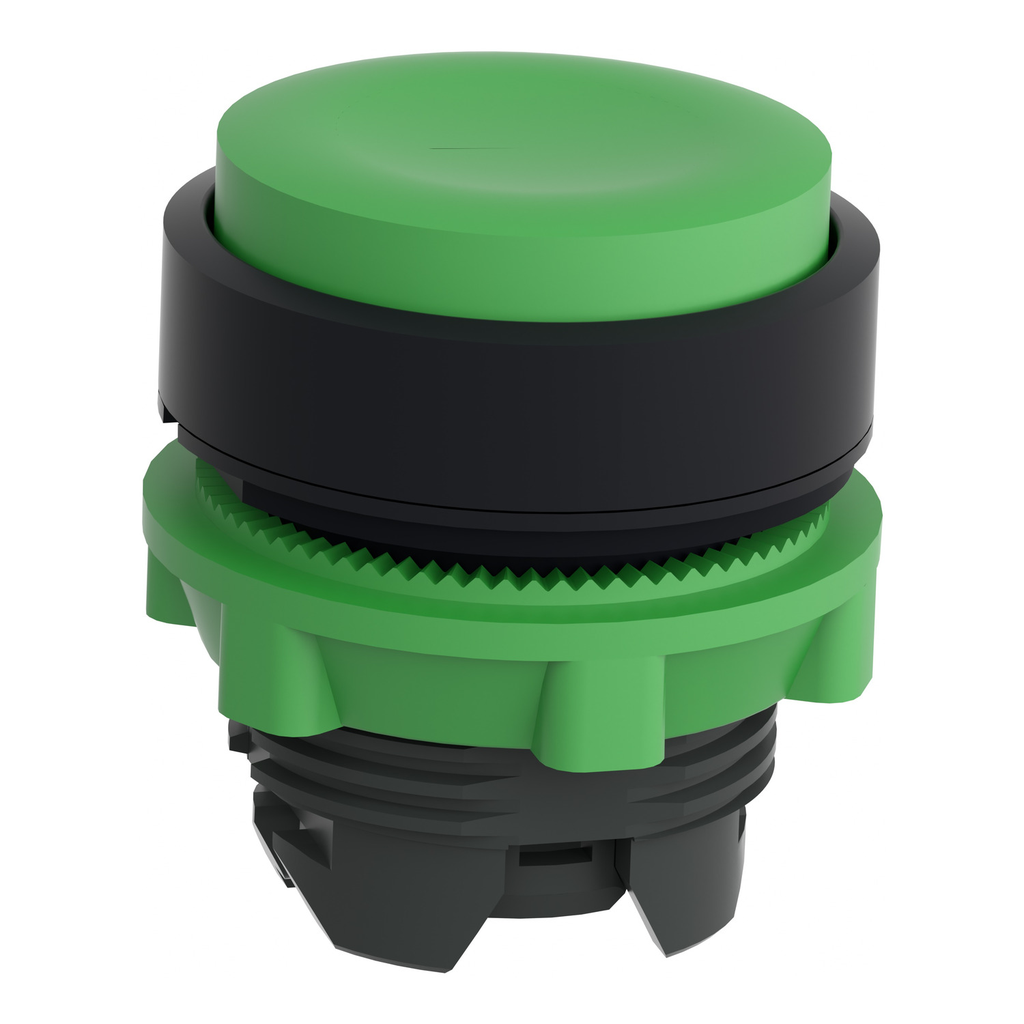 Mayer-DDS-Head for non illuminated push button, Harmony XB5, plastic, projecting, green, 22mm, spring return, unmarked-2