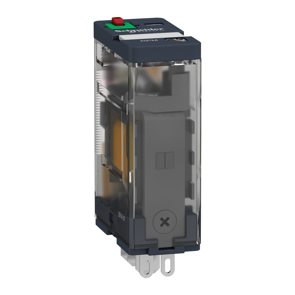 Mayer-DDS-plug-in relay, Harmony electromechanical relays, 15A, 1CO, with LED, lockable test button, 120V AC-2