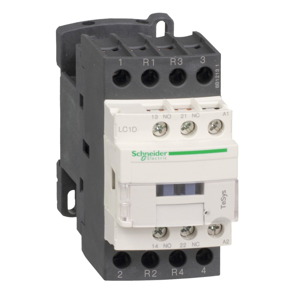 Mayer-DDS-IEC contactor, TeSys Deca, nonreversing, 25A resistive, 4 pole, 2 NO and 2 NC, 208VAC 50/60Hz coil, open style-2