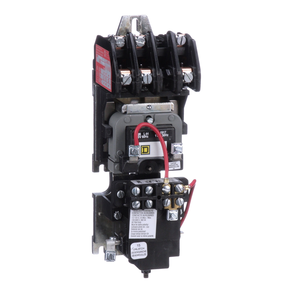 Mayer-DDS-Contactor, Type L, multipole lighting, mechanically held, 30A, 3 pole, 600 V, 277 VAC 60 Hz coil, open style [TAA]-1
