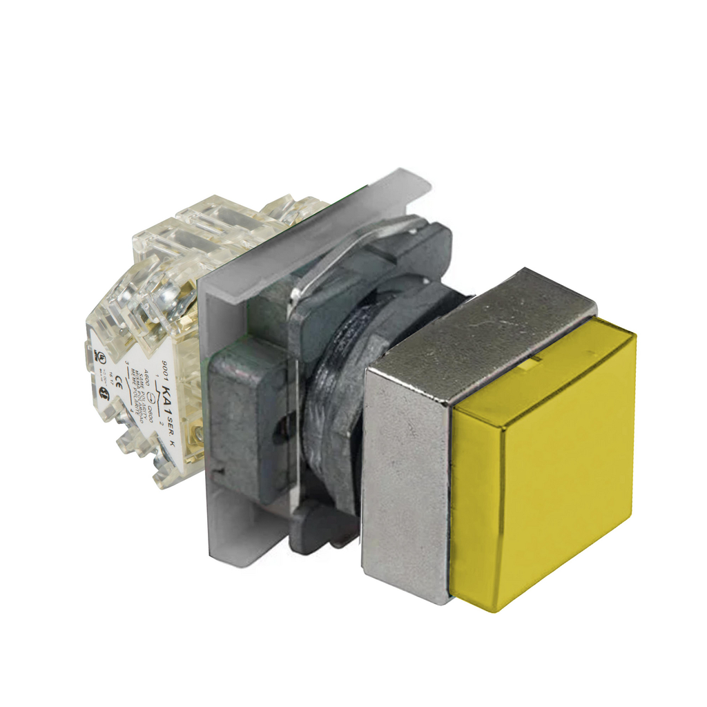 Mayer-DDS-Push button, Harmony 9001K, non illuminated, amber, 30mm, square head, blank legend, 2 C/O-1