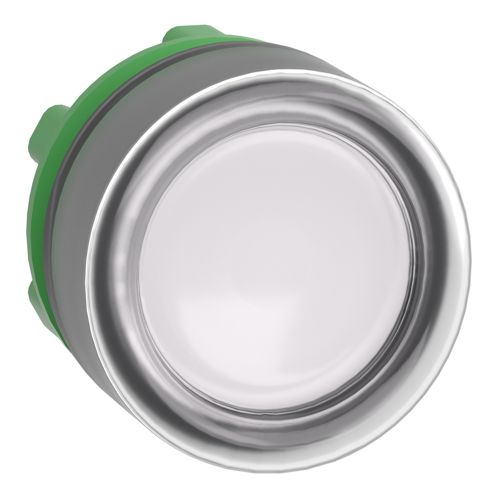Mayer-DDS-Head for illuminated push button, Harmony XB5, white flush, 22mm, universal LED, spring return, clear boot, unmarked-1