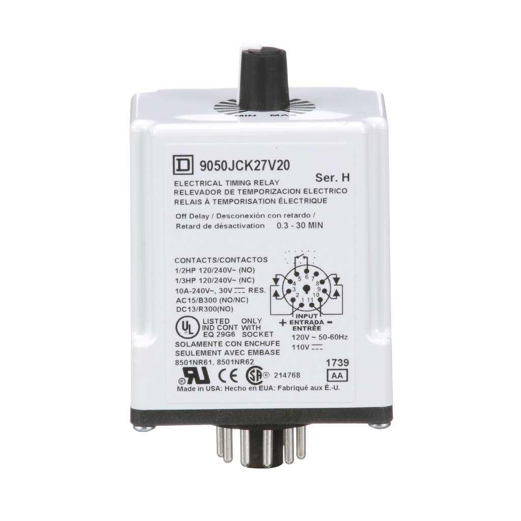 Mayer-DDS-Timer, Harmony 9050 JCK, off delay, adjustable time, 0.3 to 30 minutes, 10A, 240V AC, 120V AC/110V DC-2