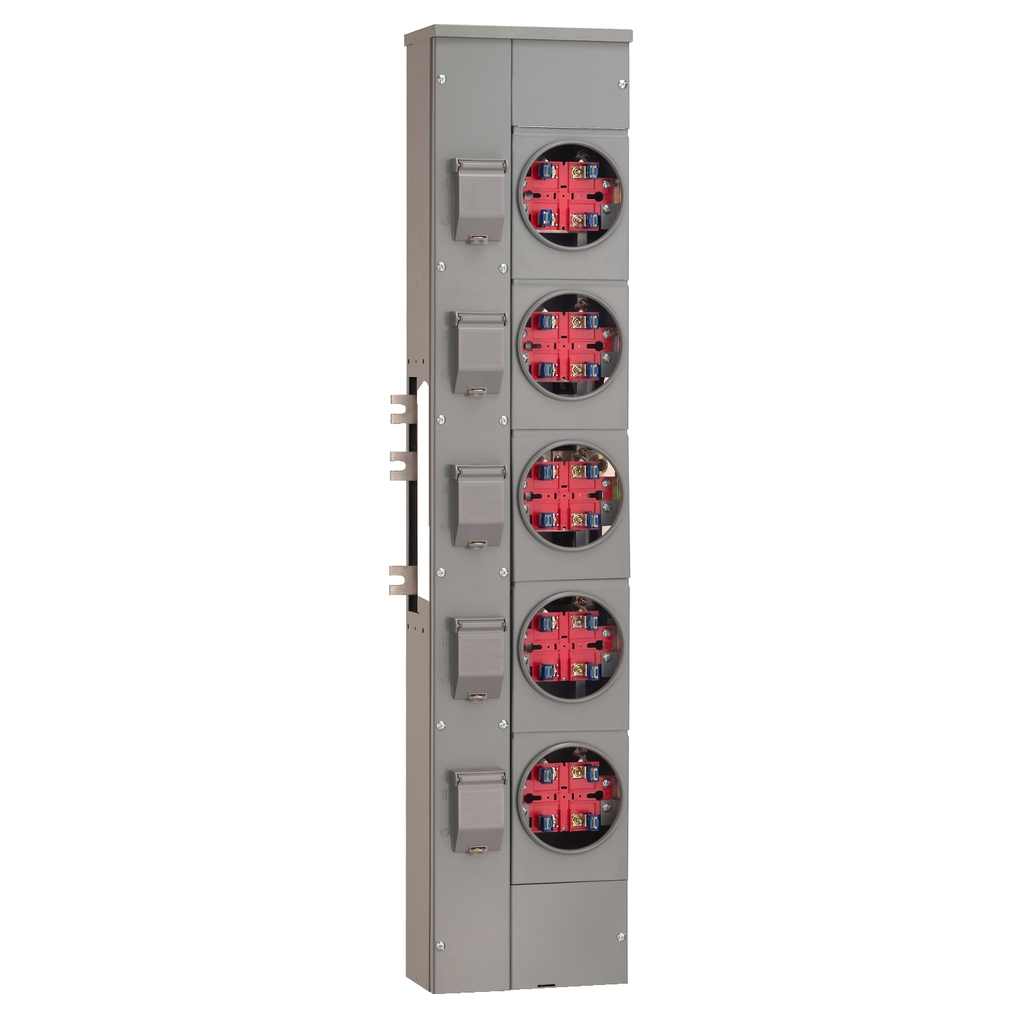 Mayer-DDS-Branch unit, EZ Meter-Pak, 125A, 5 x 4 jaw sockets, 120/240VAC, no bypass, ringed, 800A Al busbar-2