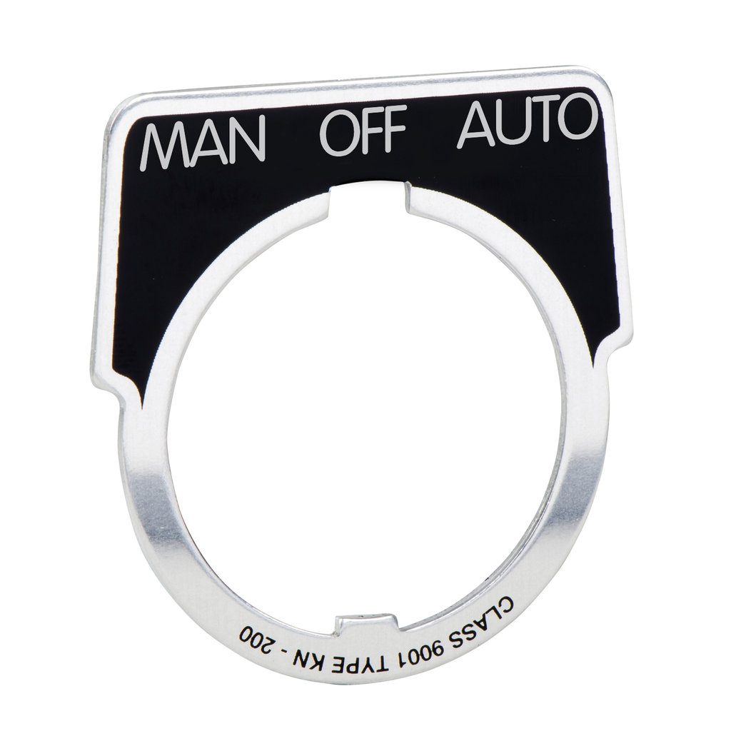 Mayer-DDS-Harmony 9001K, Harmony 9001SK, legend, 30mm, aluminium, black with silver letters, 40x43mm, marking MANUAL-OFF-AUTO-1