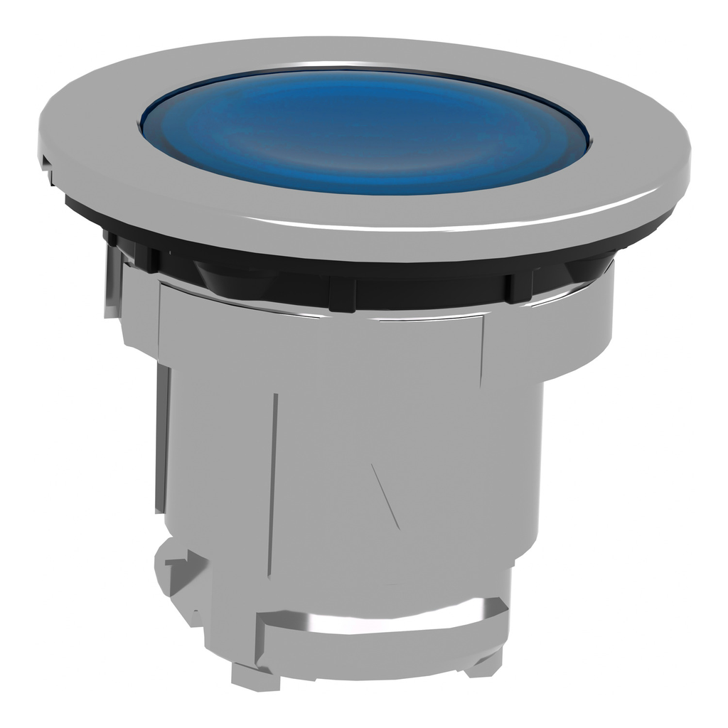 Mayer-DDS-Head for pilot light, Harmony XB4, metal, blue flush mounted, 30mm, universal LED, plain lens-2