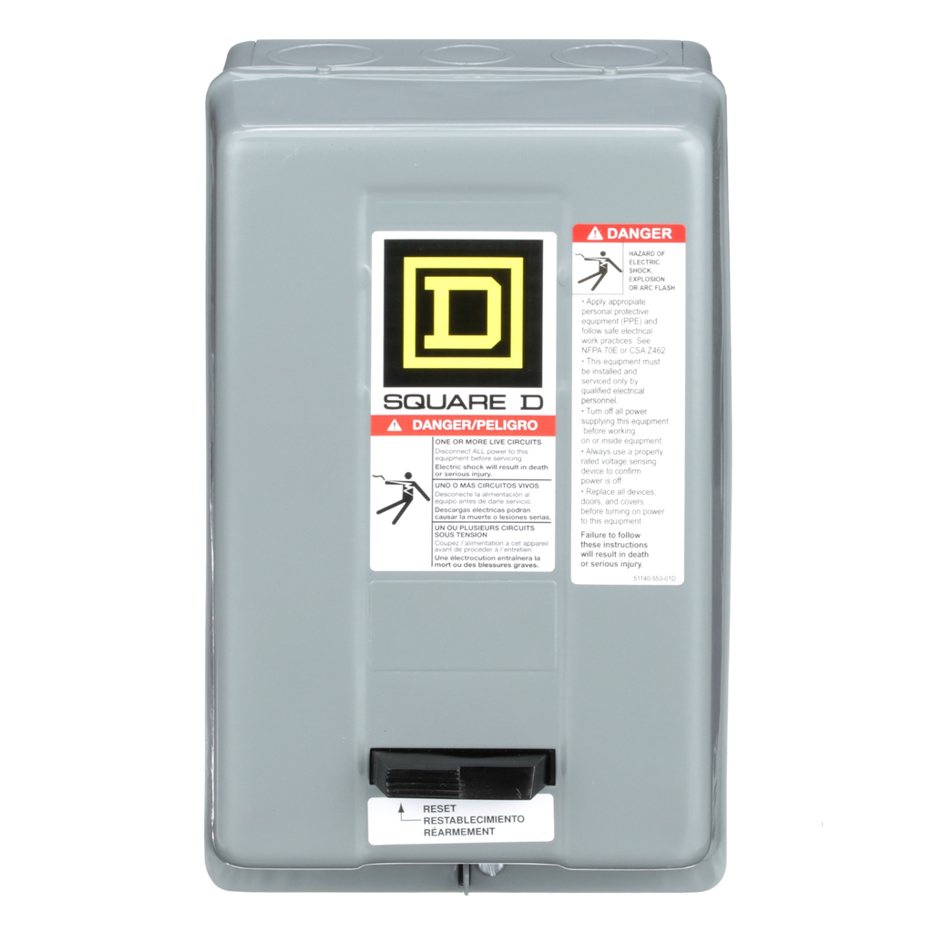 Mayer-DDS-NEMA Motor Starter, Type S, nonreversing, Size 00, 9A, 1 HP at 230 VAC, 5 kA SCCR, 1 phase, 2 pole, melting alloy, 120 VAC coil, NEMA 1 [TAA]-2