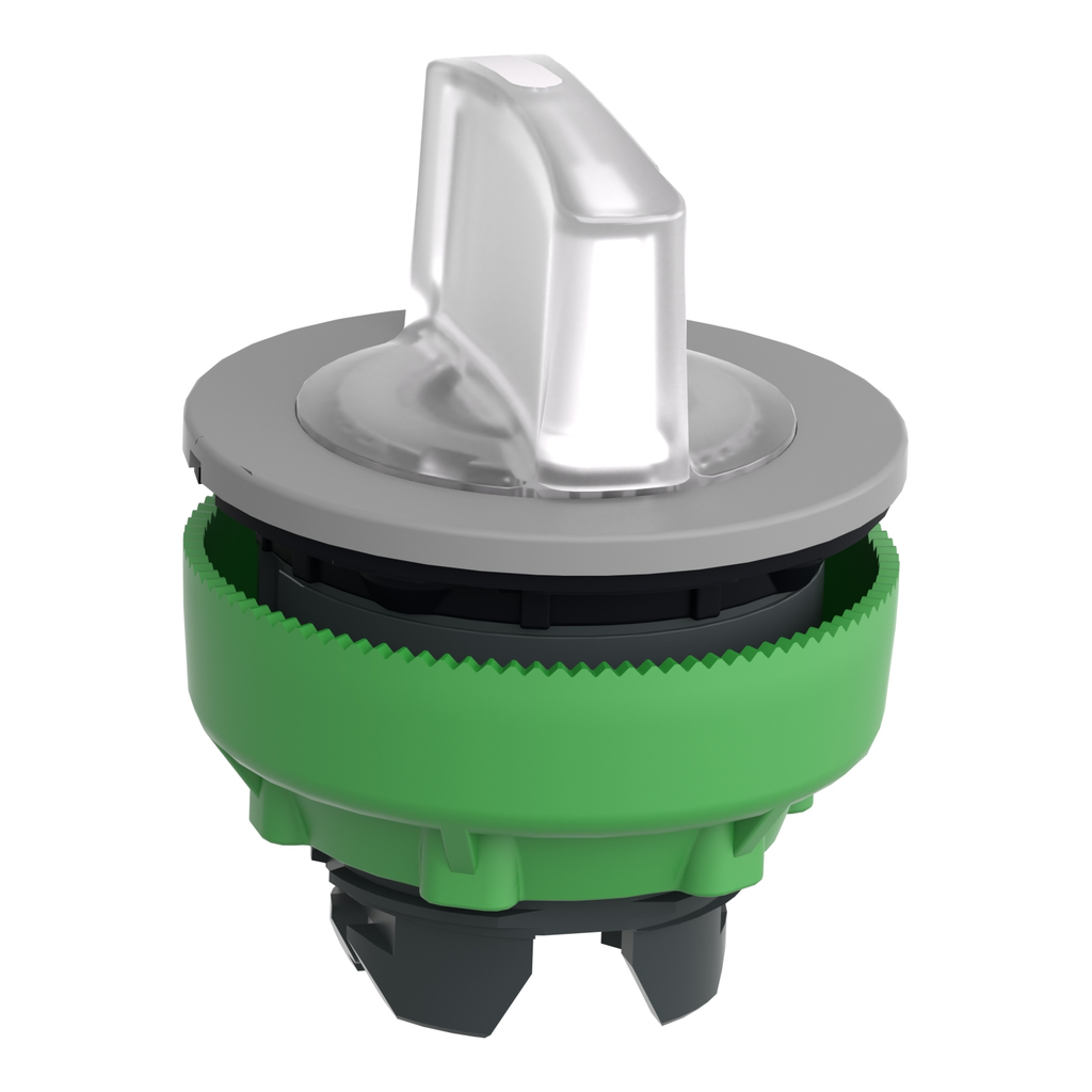 Mayer-DDS-Head for illuminated selector switch, Harmony XB5, grey bezel, white handle, flush mounted, 30mm, universal LED, 3 positions-2