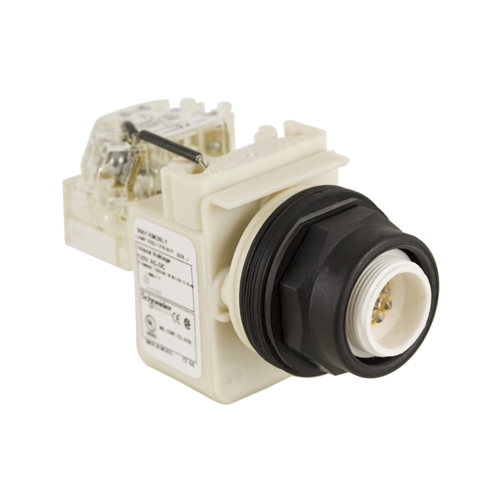 Mayer-DDS-Push-to-test pilot light head, Harmony 9001SK, plastic, without cap, 30mm, LED yellow, 120V-1