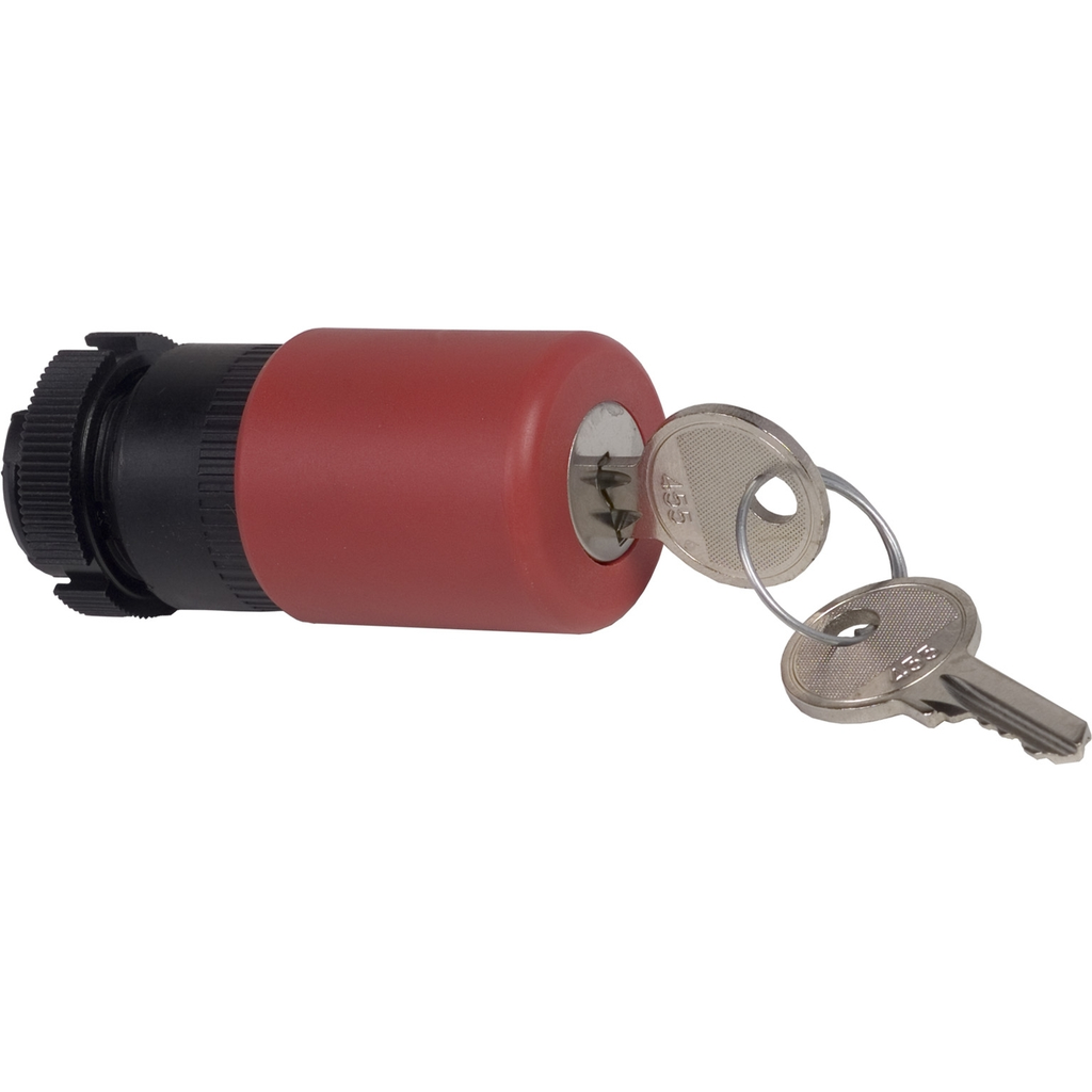 Mayer-DDS-Head for emergency switching off push button, Harmony XAC, red mushroom 30mm, trigger/latching key release, unmarked-1