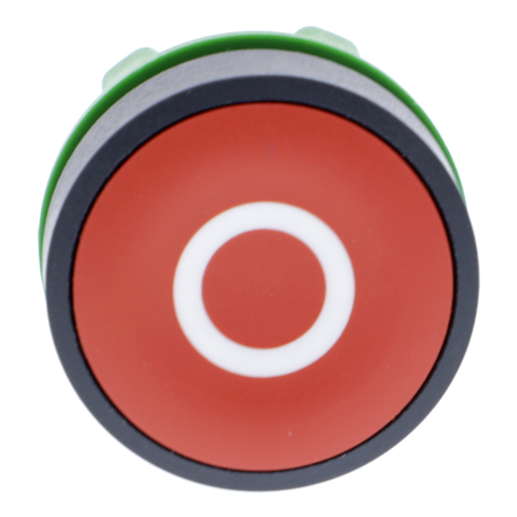 Mayer-DDS-Head for non illuminated push button, Harmony XB5, plastic, flush, red, 22mm, spring return, marked O-2