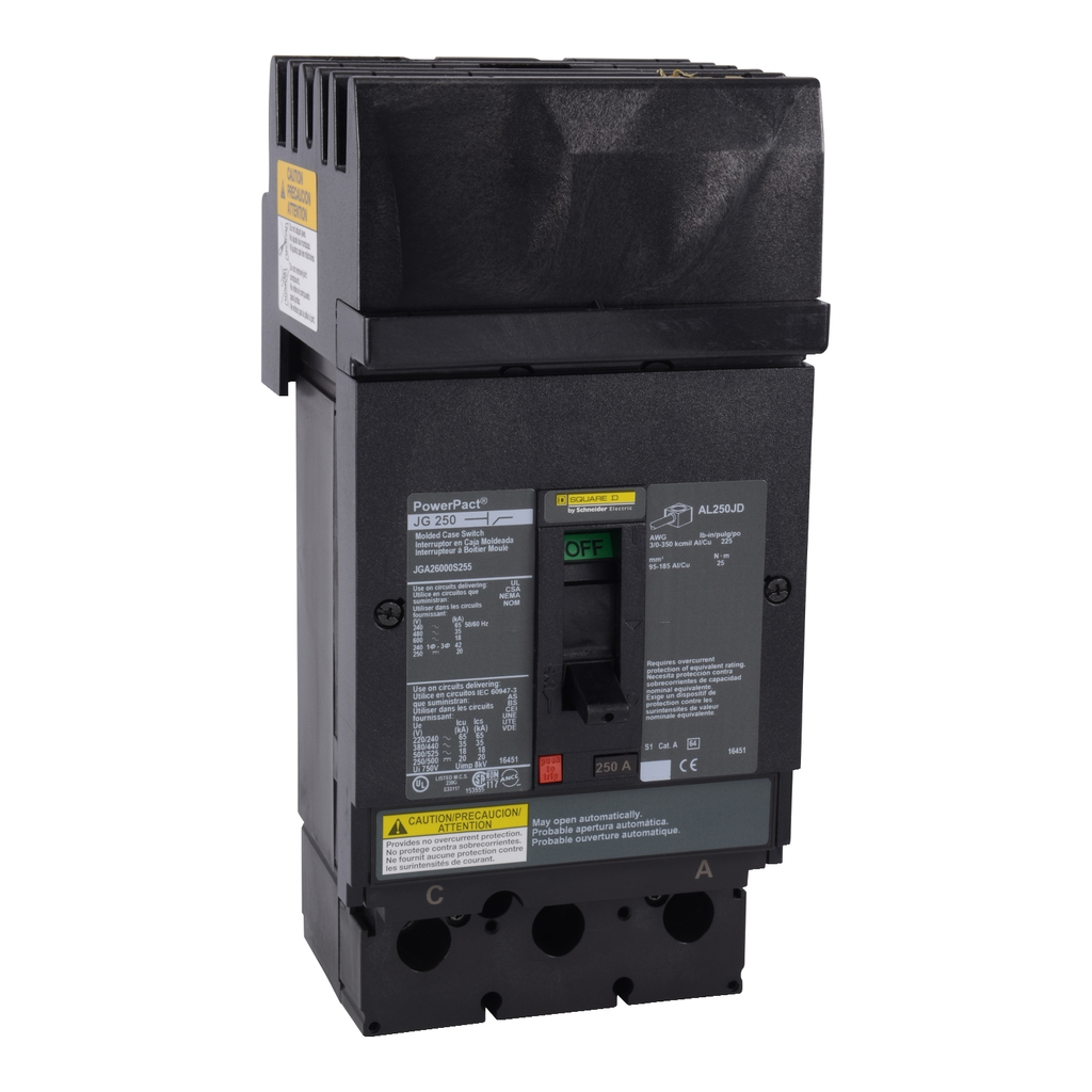 Mayer-DDS-Automatic switch, PowerPacT J, 250A, 2 pole, 600VAC, 18kA, I-Line, magnetic, CA-1
