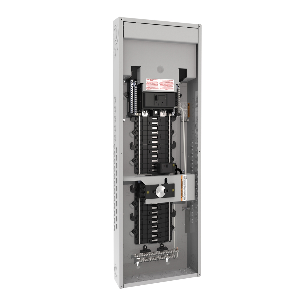 Mayer-DDS-Generator panel, QO, 1 phase, 40 spaces, 80 circuits, 200A main breaker, PoN, NEMA1, cover with door, CSA-1