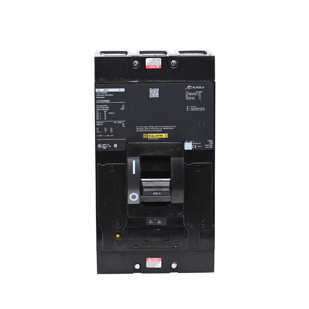 Mayer-DDS-Circuit breaker, LH, 300A, 3 pole, 600VAC, 25kA, 250VDC, 50kA, lugs, thermal magnetic, short handle-2