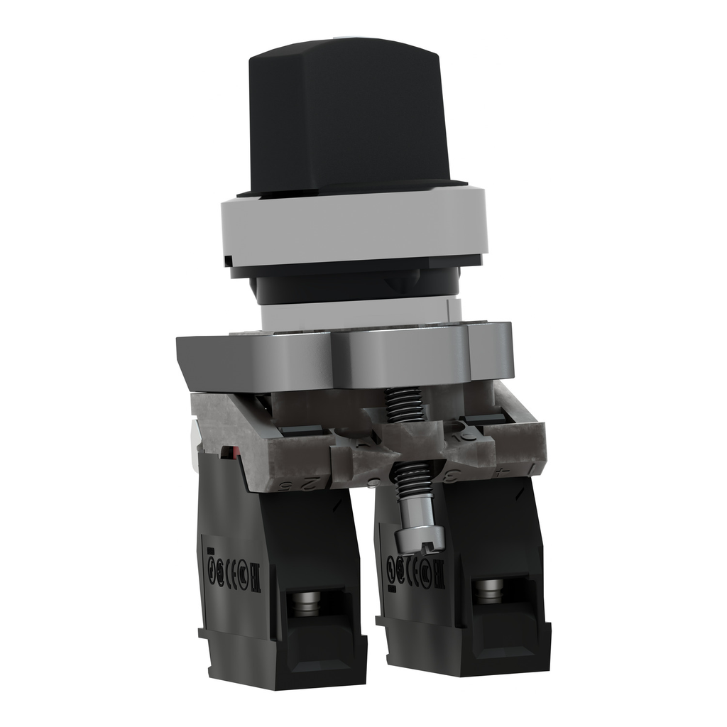 Mayer-DDS-Harmony, 22mm Push Button, 2 position selector switch, black, maintained, 1 NO and 1 NC, 600 V-2