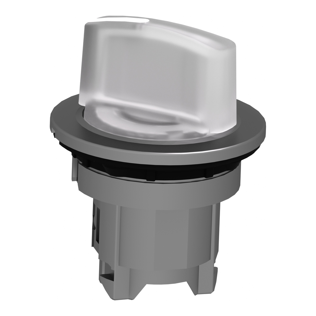 Mayer-DDS-Head for illuminated selector switch, Harmony XB4, metal, white handle, 30mm, universal LED, 2 positions, spring return-2
